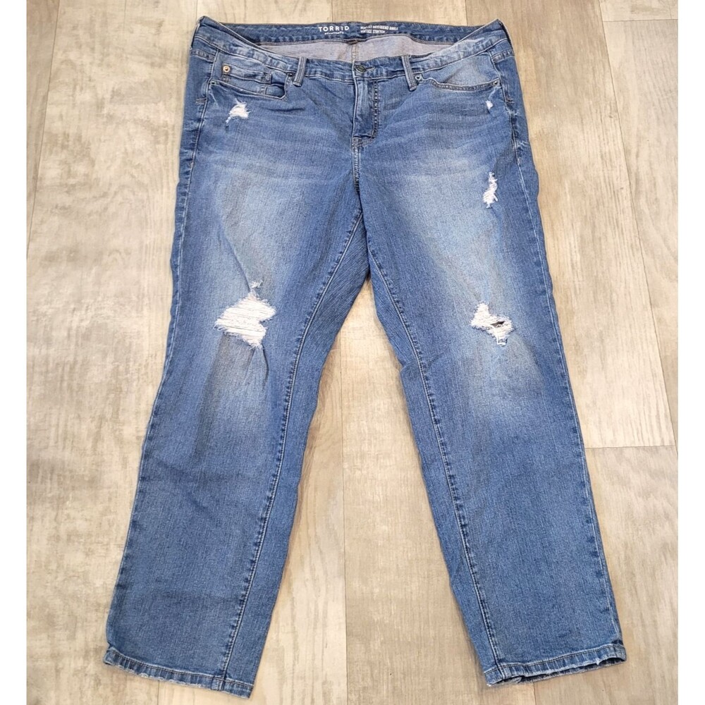 Torrid 18R Perfect Boyfriend Ankle Vintage Stretch Jeans Distressed Mid Rise